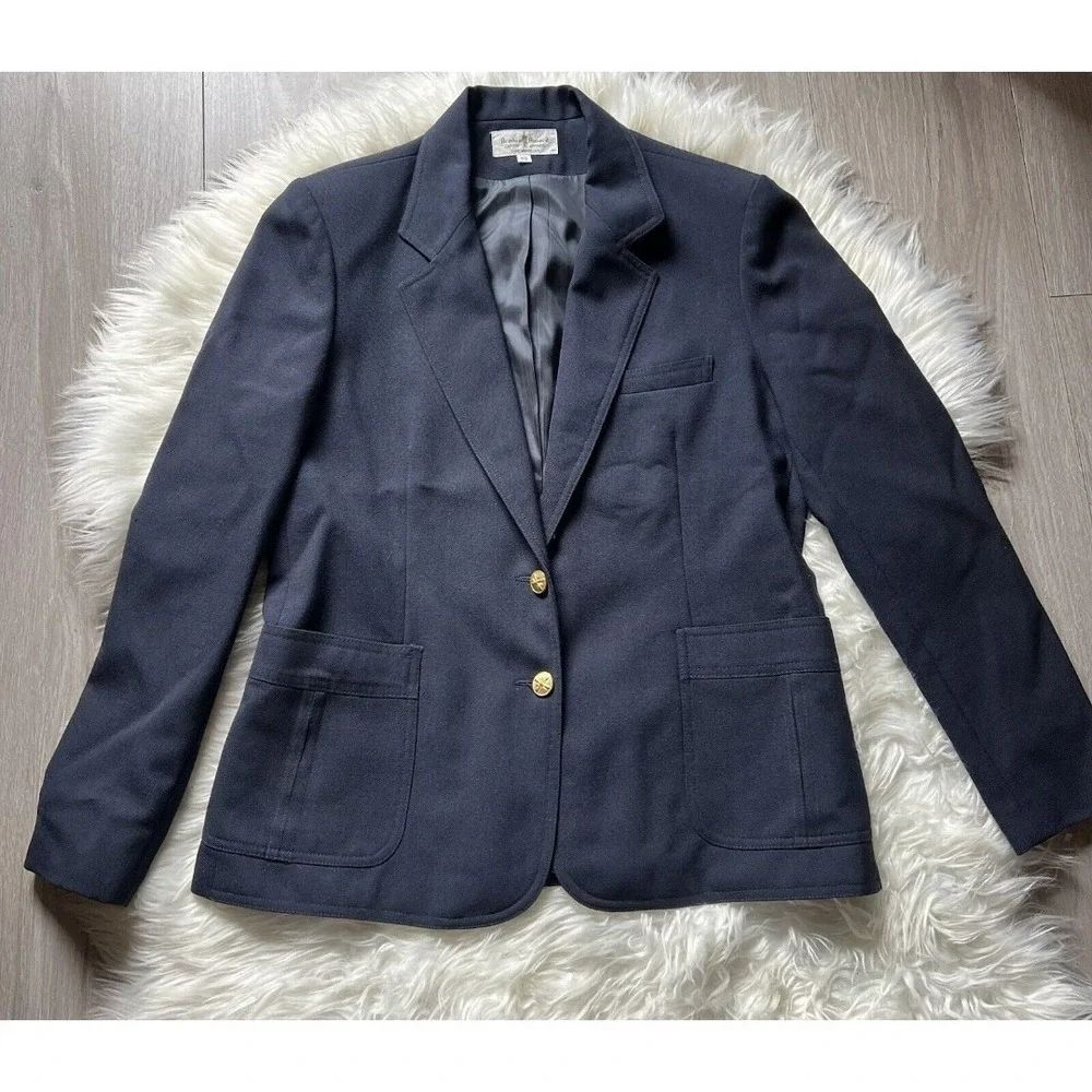 Academy Award Career Apparel Mens Navy Blue Blazer Gold Crest Buttons Size 10